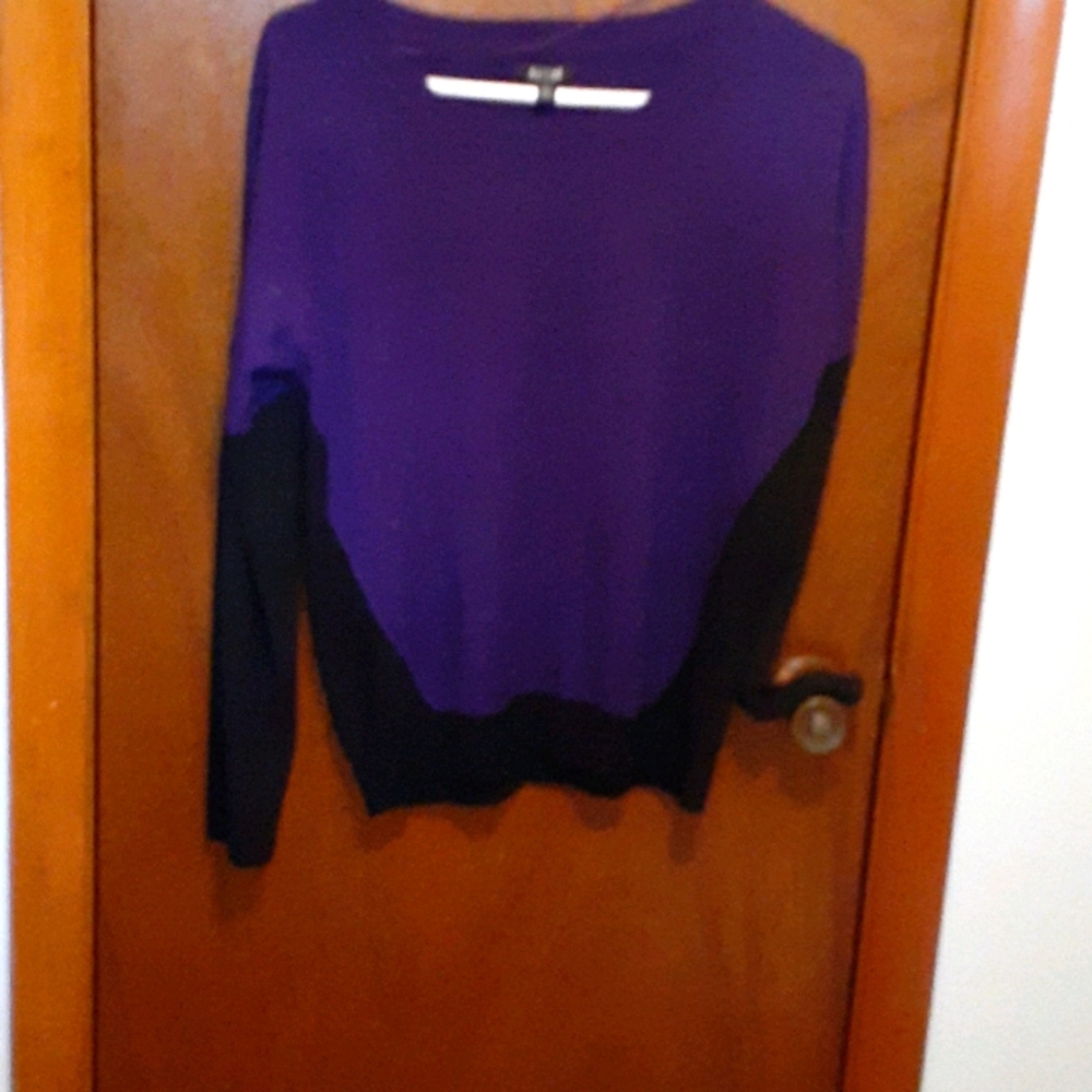 V neck purple and black sweater